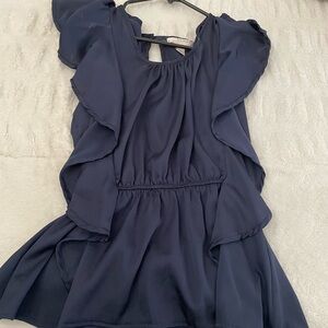 Navy blue ruffle blouse #navyblue #ruffled